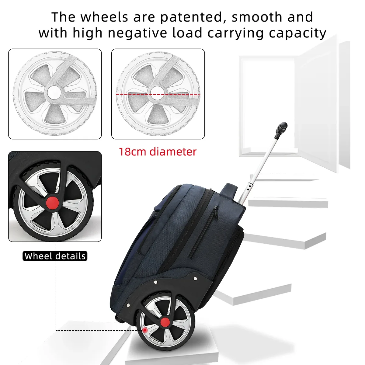 rucyen sac à dos à bagages roulant avec roues valises de voyage sacs à roulettes de grande capacité sac à dos multifonctionnel sacs pour ordinateur portable