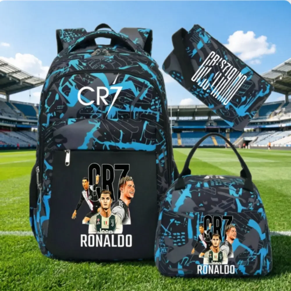 sac à dos pour ordinateur portable cr7, pour femmes et hommes, sacs à dos décontractés pour le sport et le football, sac à dos oxford pour femmes, sac d'école pour hommes, sac de voyage, mochilas 3 pièces
