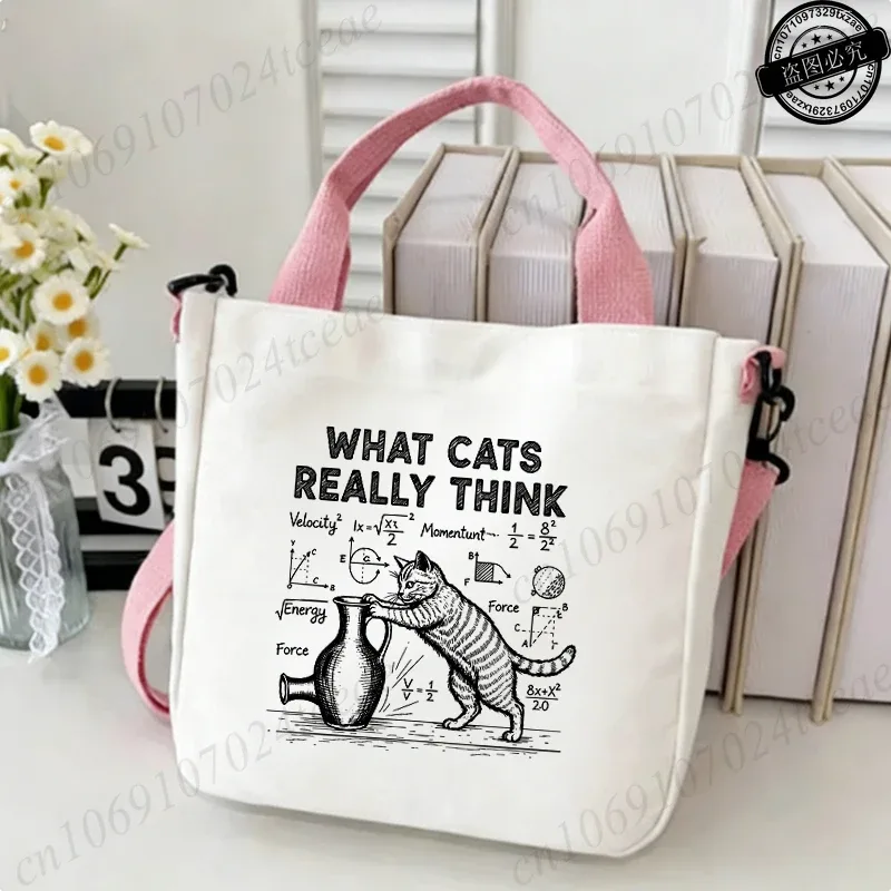 sac fourre-tout amusant à imprimé physique de chat pour femme, sac à bandoulière décontracté, sac à main vintage en toile, sacs à bandoulière tendance pour le quotidien et le shopping