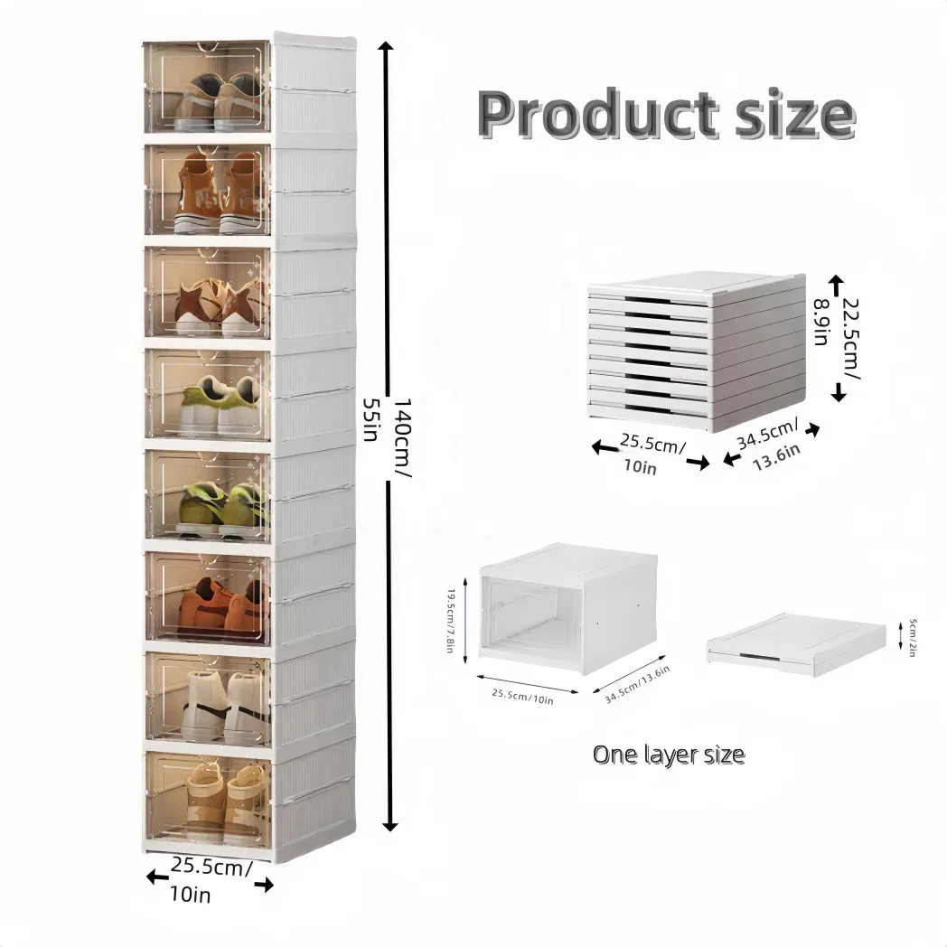 boîte de rangement pliable transparente en plastique pour chaussures, organisateur de chaussures, étagère à chaussures intégrée, design moderne et minimaliste