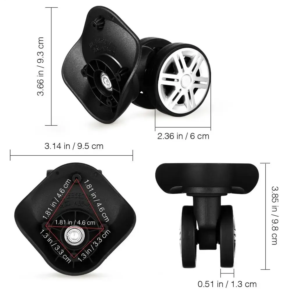 roues de remplacement pivotantes à 360 degrés pour bagages, 2 pièces, roues de remplacement universelles pour sac de voyage