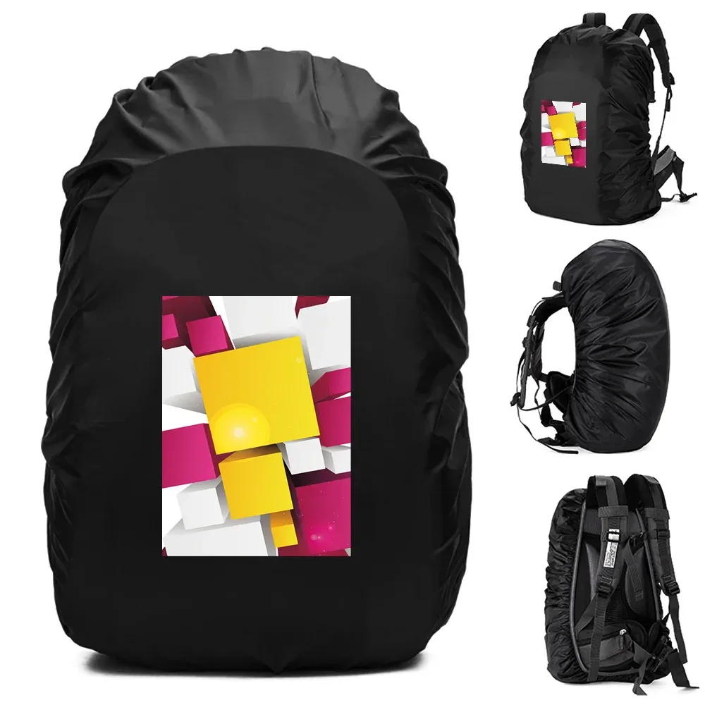 housse de pluie imperméable pour sac à dos, accessoires de voyage, motif 3d imprimé, portable pour l'extérieur, 20l-70l, pour randonnée et escalade