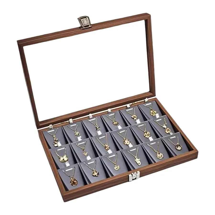 boîte à bijoux de grande capacité, présentoir à motif en bois, étui de rangement pour accessoires précieux, style vintage, matériau rigide