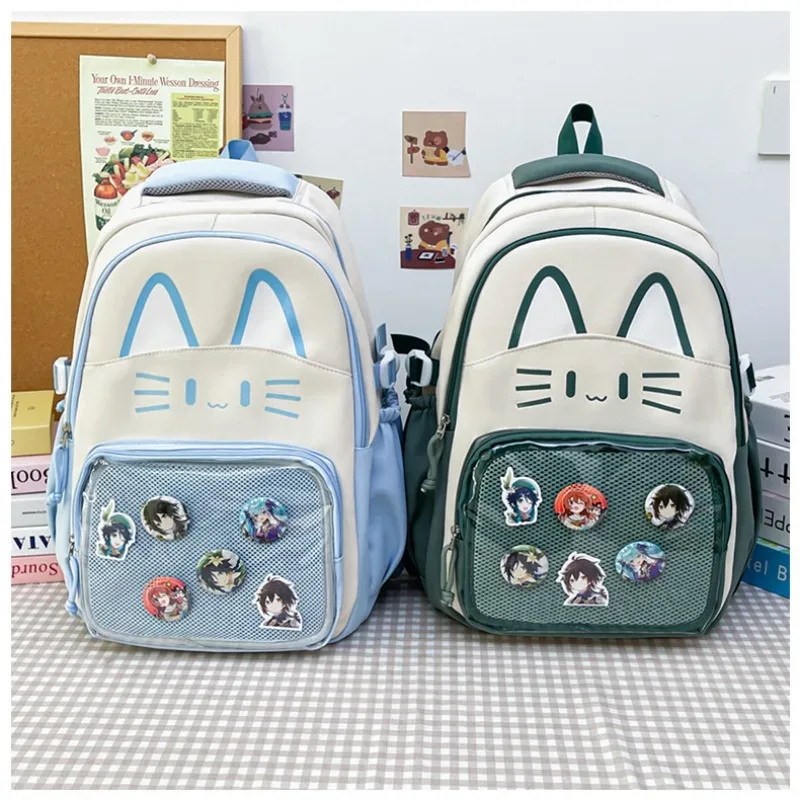 haute capacité ita mochilas mujer chat mignon pratique mochila japon style sac étudiant sac à dos spacieux sacs durables pour femme