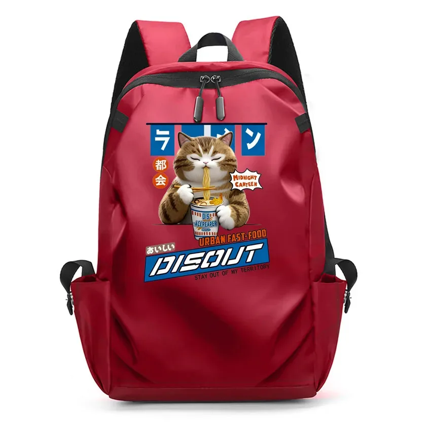 ordinateur portable usb sac à dos sac d'école drôle dessin animé ramen chat motif imprimé sac à dos sac à dos hommes femmes loisirs sac à dos