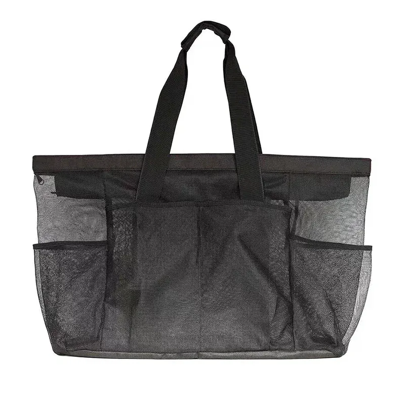 sac de plage extra large en maille avec fermeture éclair et poche, idéal pour les croisières en famille ou les vacances à la plage | sac de rangement pour articles de voyage
