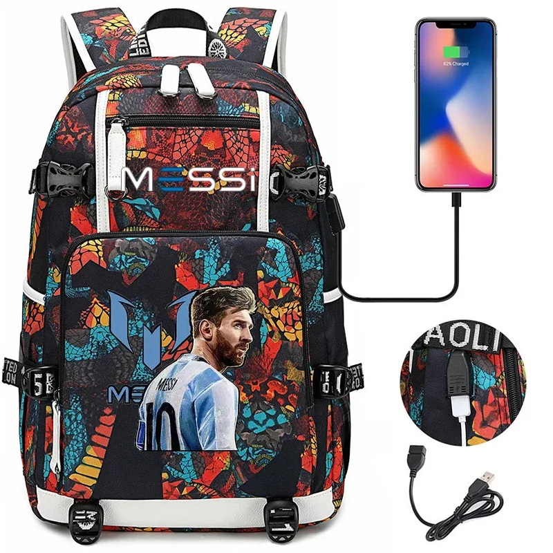sacs d'école messi pour fans, sac à dos camouflage, sac à dos de sport décontracté, sac de voyage, sacs d'école de football pour adolescents, pour cadeau