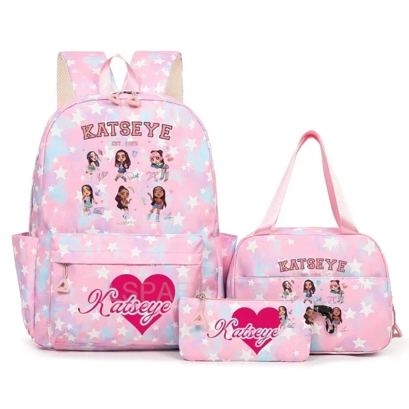sac à dos amusant katseye pour adolescents, sac de voyage à double bandoulière, sac à crayons, sac à déjeuner, sac à livres décontracté pour étudiants, sac d'école pour filles, grande capacité, mochila