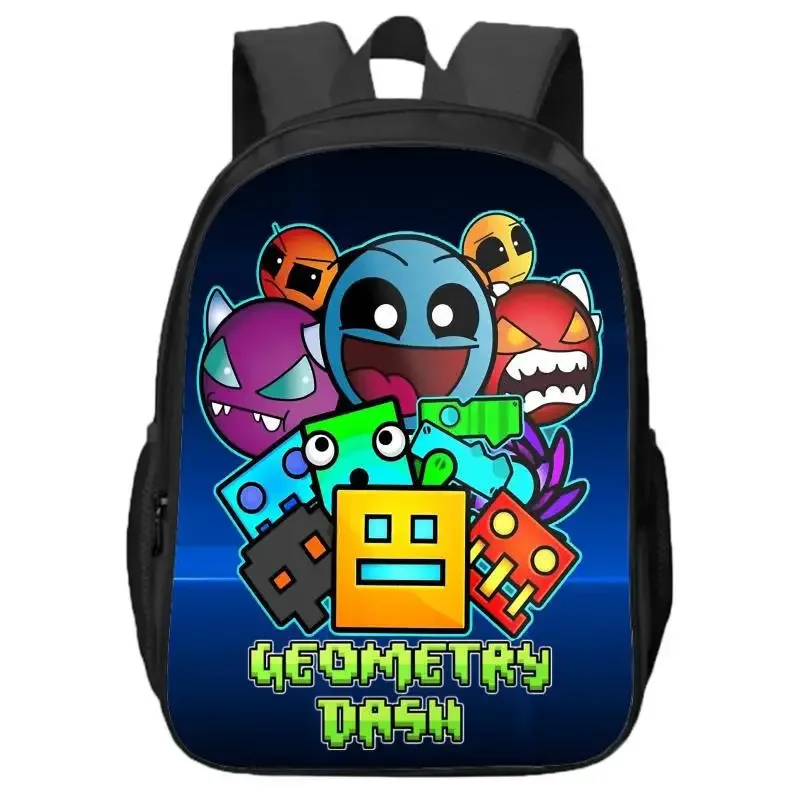 sac à dos double couche geometry dash pour élèves et enfants du primaire et du secondaire