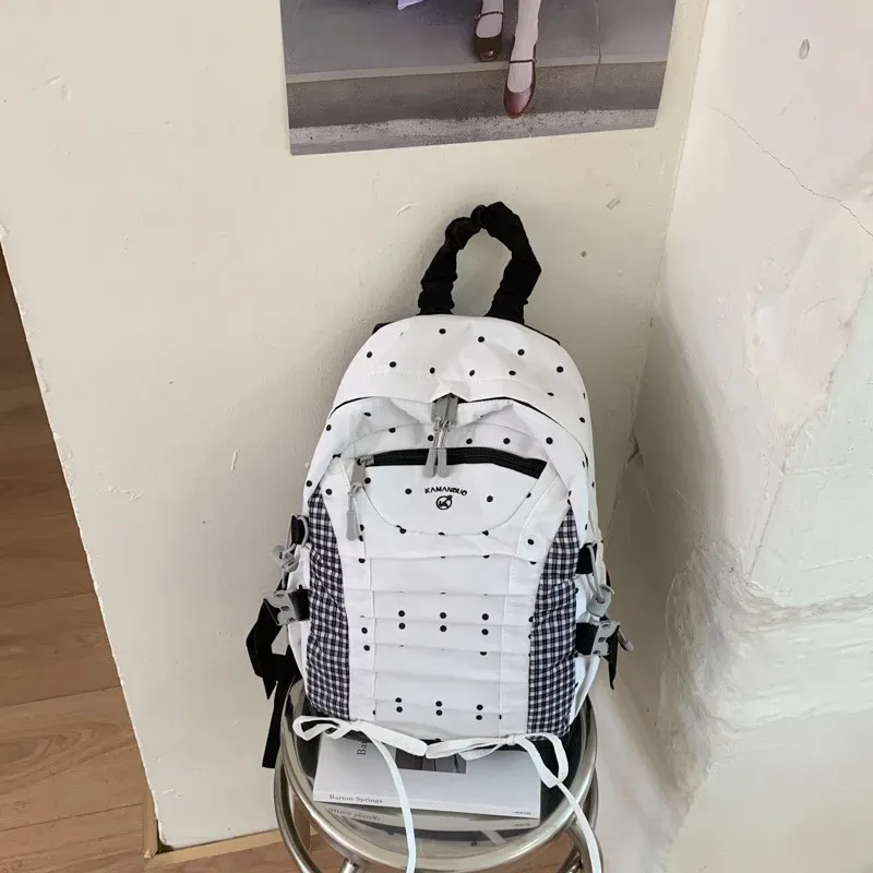 sac à dos décontracté à pois grande capacité, sac de voyage scolaire, sac à dos de ville tendance, sac léger pour ordinateur portable, sac à livres vintage pour étudiant