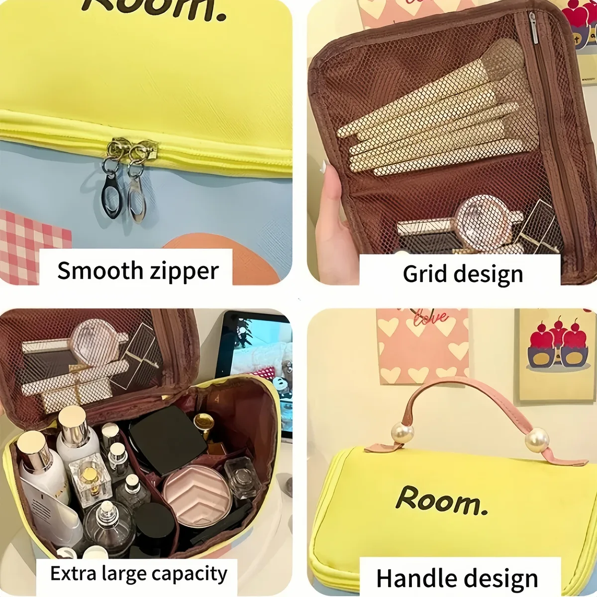 mini trousse à cosmétiques – pochette de rangement imperméable de grande capacité pour les voyages, les articles de toilette et l'organisation générale.