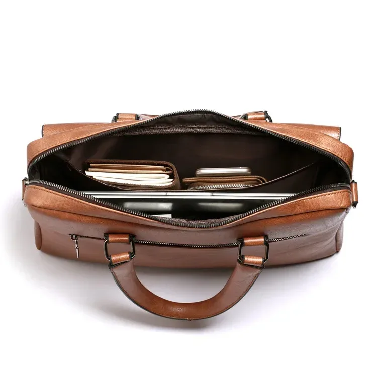 2025 hommes porte-documents sac de haute qualité affaires célèbre marque pu cuir épaule sacs de messager bureau sac à main 14 pouces pochette d'ordinateur