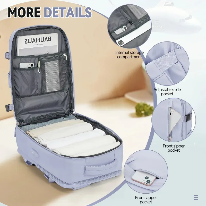 sac à dos de voyage en nylon de haute qualité pour femmes, grande capacité, sacs à dos de cabine pour ryanair, sac à dos pour ordinateur portable d'affaires pour hommes.