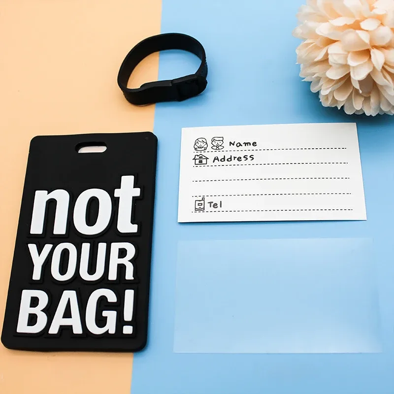 mode lettre créative pas votre sac accessoires de voyage mignons étiquettes de bagages valise style de bande dessinée étiquette de voyage portable en silicone
