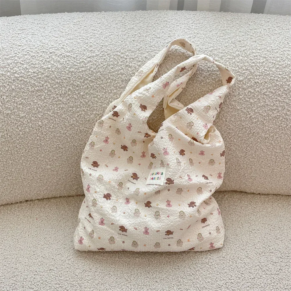 fourre-tout femme sac à provisions eco sac à main réutilisable épicerie shopper sac à main coréen femmes doux dessin animé sac à bandoulière livres pochette