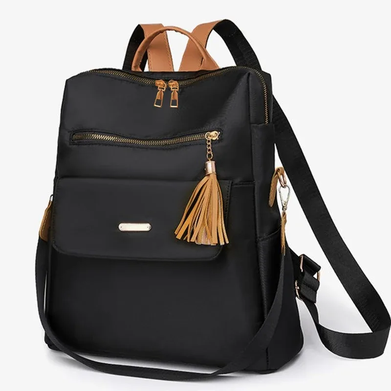sac à dos chic et élégant multicolore avec détail pompon, sangle réglable, léger pour un usage quotidien, sac décontracté, fonctionnel et tendance