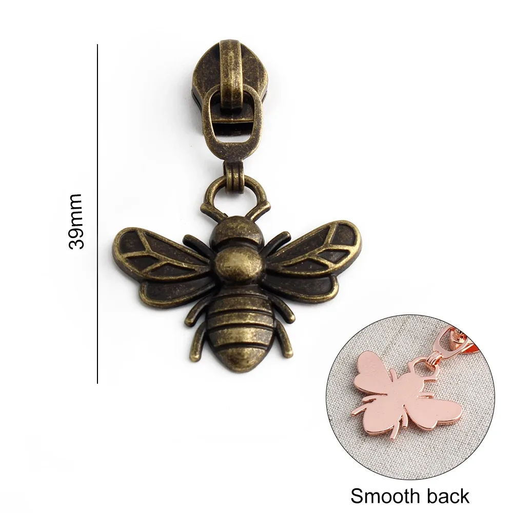 5/10/20 pièces en forme d'abeille 5 #   têtes de fermeture éclair pour fermetures éclair en nylon, tirettes de fermeture éclair pour sacs, vêtements, bagages, kit de réparation, accessoires de couture diy