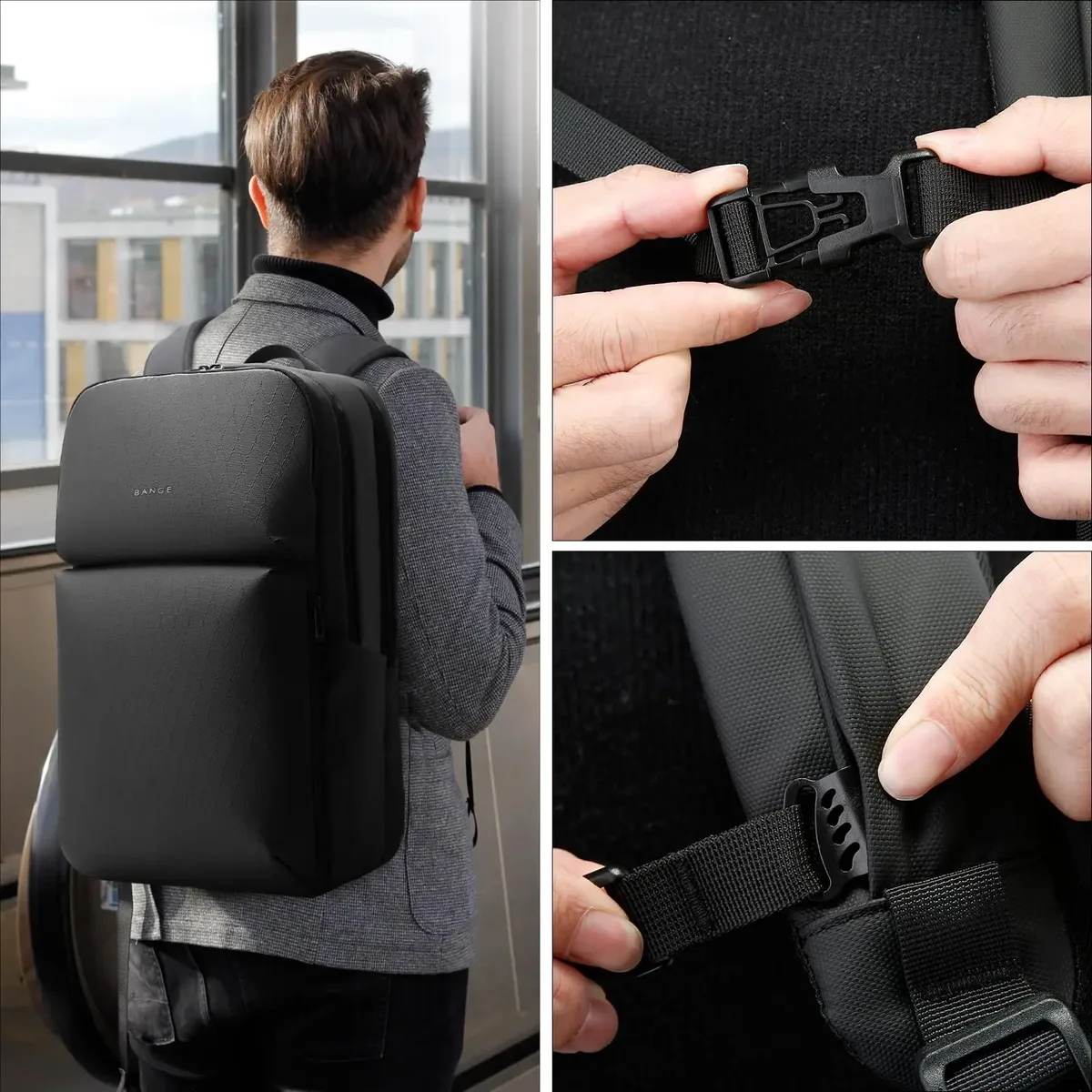 bange design simple grande capacité sac à dos pour ordinateur portable résistant à l'eau sac à dos pour ordinateur portable de 16 pouces sac à dos pour homme