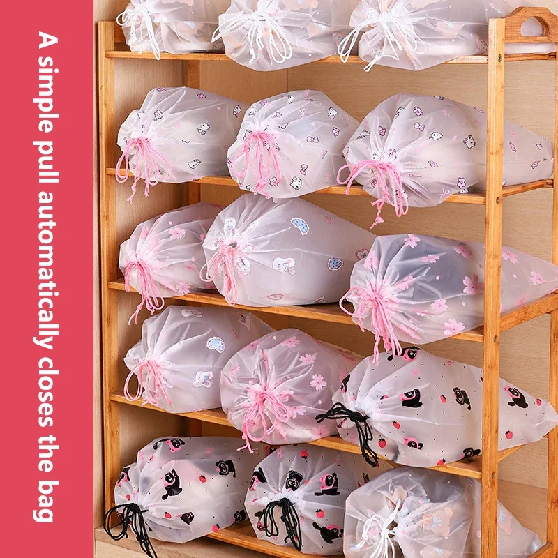 sac de rangement transparent imperméable à cordon en plastique pour cosmétiques, serviettes et chaussettes, idéal pour la salle de bain et la plage - lot de 10