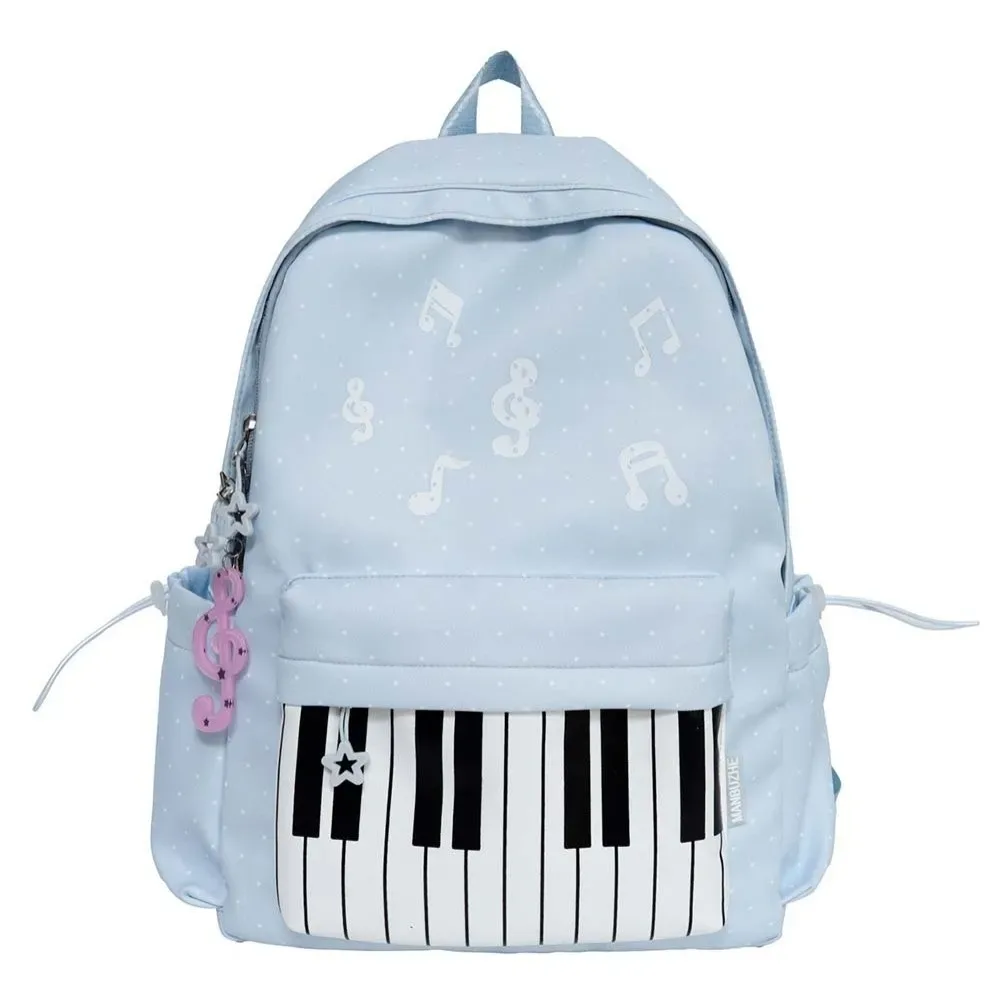 sac à dos pour piano en nylon, design léger, multi-poches, sac à dos pour clavier, résistant à l'usure, couleur contrastée, sac pour notes de musique, pour adolescentes