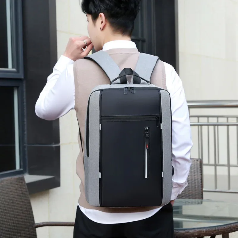 sac à dos pour hommes, nouveau style, sac simple pour ordinateur portable avec chargeur usb, sacs à double épaule multifonctionnels pour ordinateur d'étudiant de grande capacité