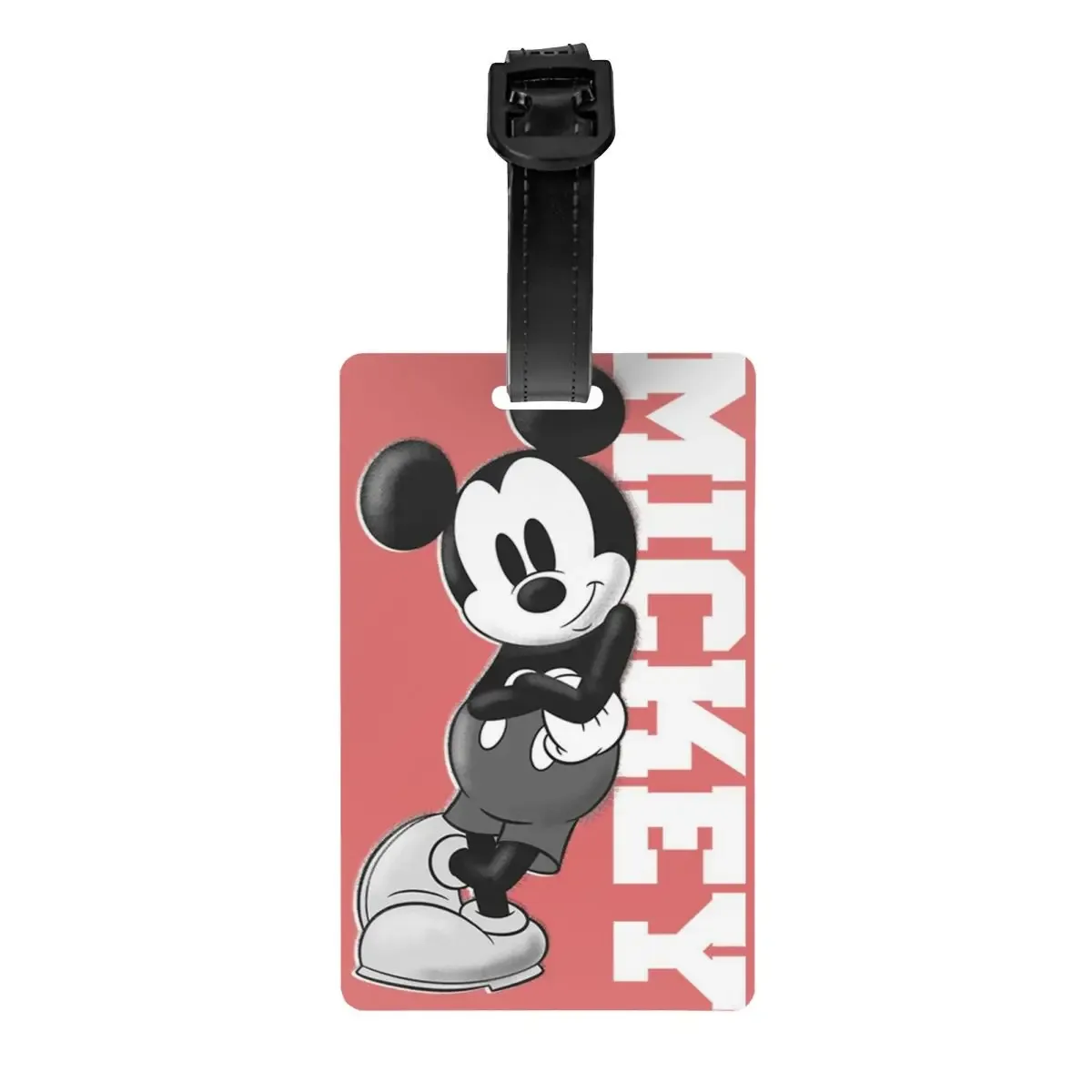 étiquette de bagage personnalisée m-mouse pour valises, étiquettes de bagage mignonnes de dessins animés, étiquette d'identification avec couverture de confidentialité