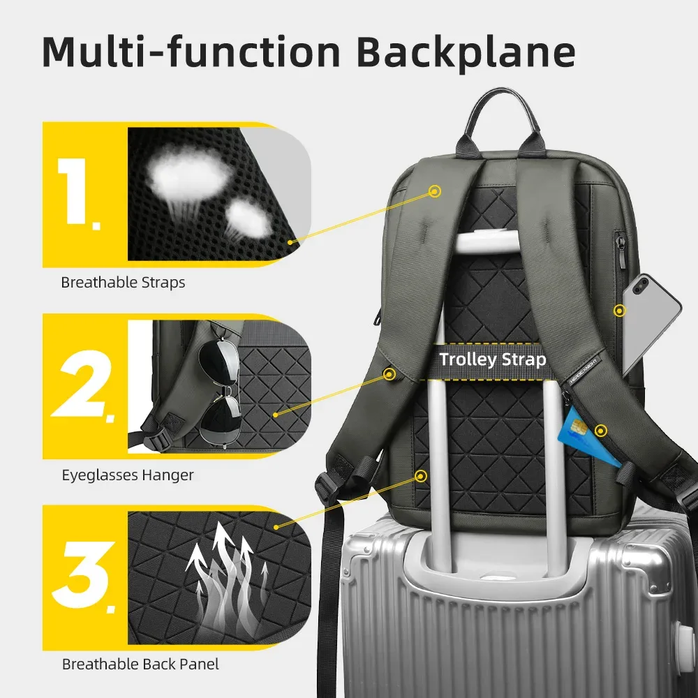 heroic knight – sac à dos d'affaires fin pour hommes, étanche, pour ordinateur portable 15.6 pouces, élégant, multifonctionnel, pour motard, sac à bandoulière de voyage
