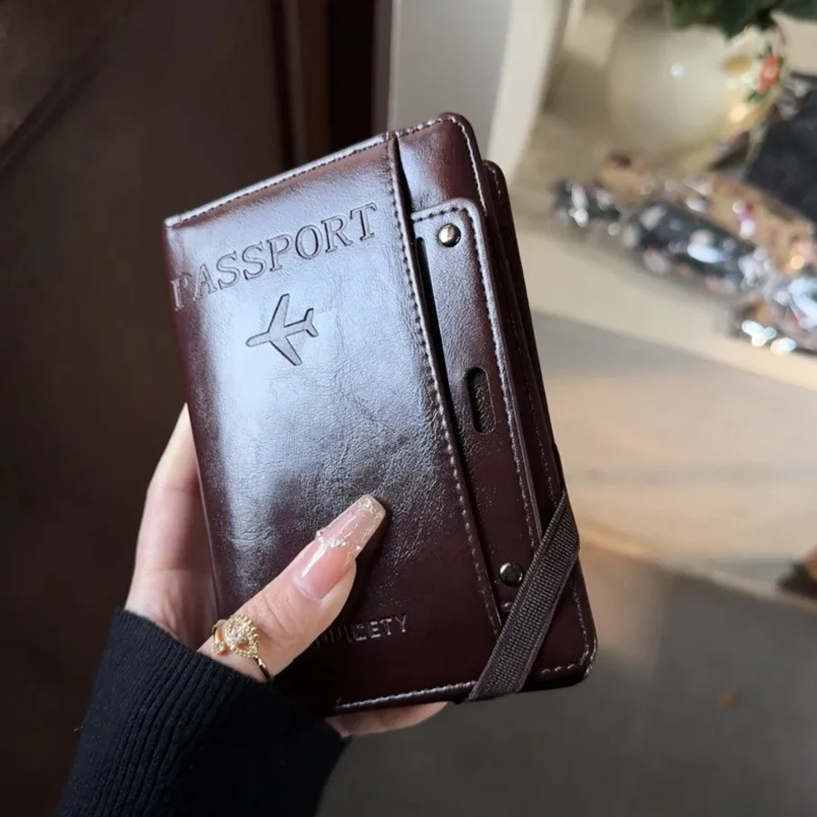 Porte-passeport et portefeuille combinés, antivol, anti-démagnétisation, organiseur multifonctionnel de documents et de cartes, porte-billets de voyage, organiseur de documents de voyage d'affaires portable, protecteur de documents essentiels pour les voyages à l'étranger