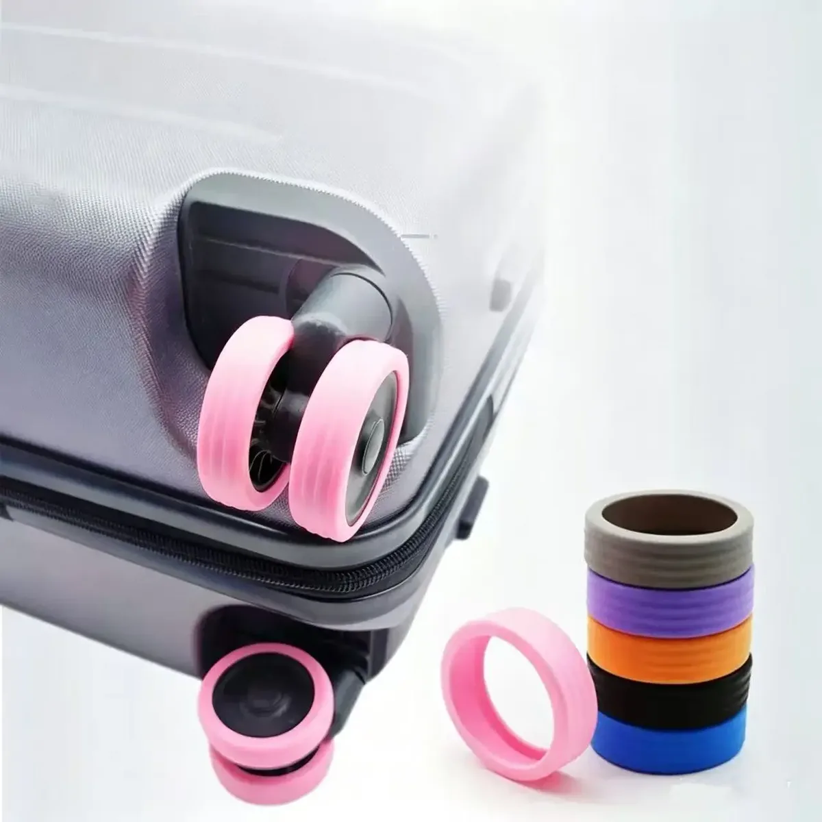 8 protections de roues de bagages en silicone, anti-usure, silencieuses, universelles, pour valises et chaises de bureau