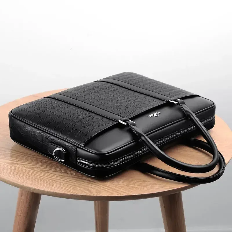 nouvelle sacoche d'affaires de luxe en cuir de crocodile fendu pour homme 2026 – sac à bandoulière et sac messager pour ordinateur portable