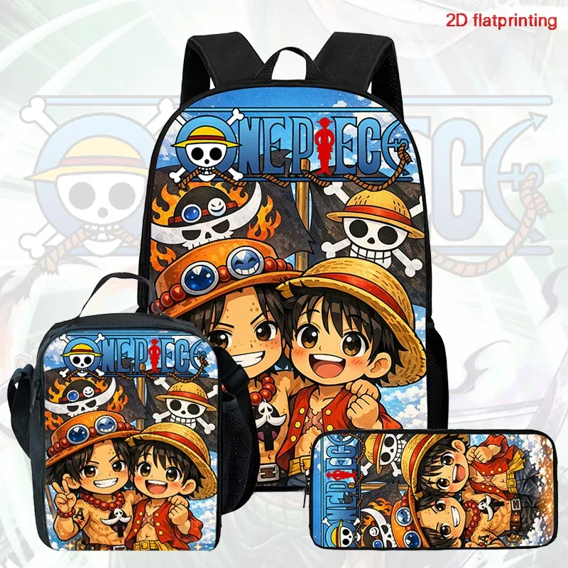 ensemble de sacs à dos scolaires 3 en 1 imprimé one piece, grande capacité, léger, avec trousse et sac à lunch