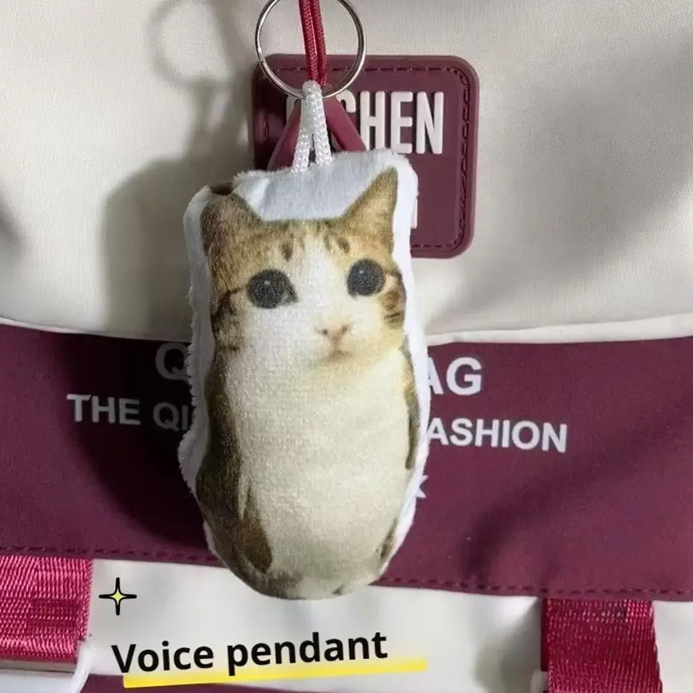 porte-clés en peluche chat mignon avec son, jouet en peluche doux, pendentif amusant pour sac à dos, cadeau pour les amis