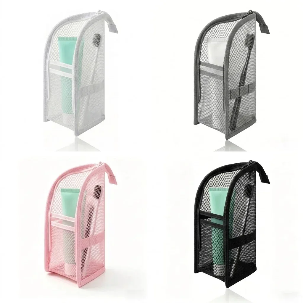 trousse de toilette en maille respirante à séchage rapide, étui à brosse à dents, organiseur de cosmétiques anti-moisissure pour voyage, dortoir universitaire, salle de sport, douche
