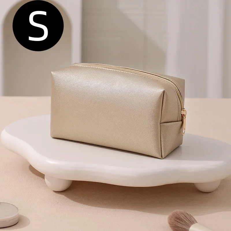 sac cosmétique en cuir avec logo personnalisé, grande capacité, sac de voyage pour maquillage, pochette zippée en cuir pu souple pour femmes, 2 tailles, multicolores