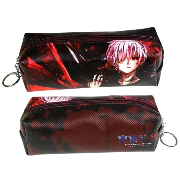 sac à crayons en cuir synthétique anime tokyo ghoul, sac de rangement de cosmétiques avec personnage de dessin animé kaneki ken