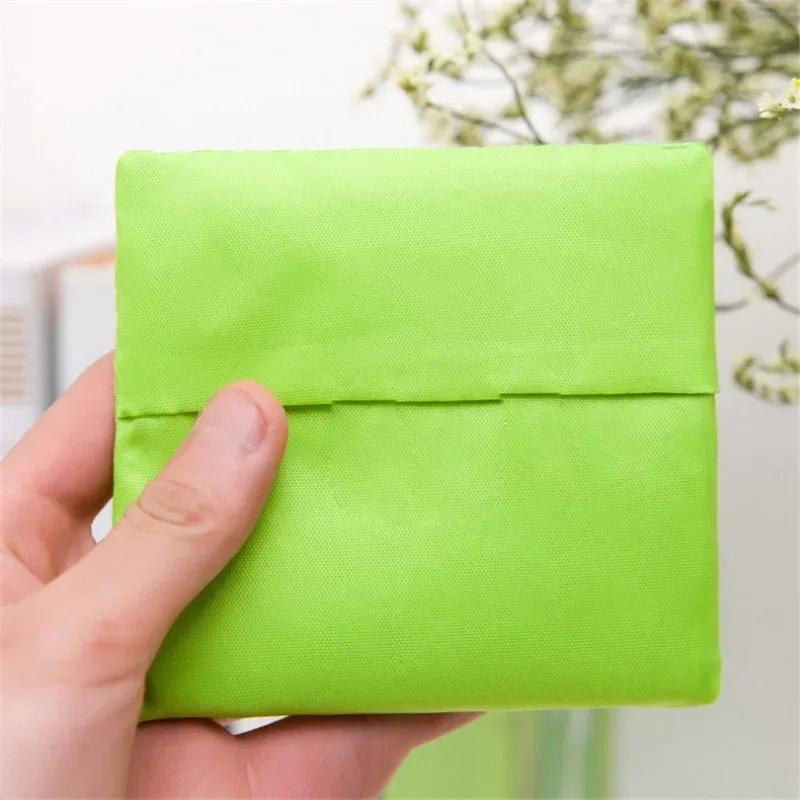 sac à provisions couleur unie écologique pliant réutilisable portable sac à bandoulière polyester pour voyage épicerie sac à provisions solide