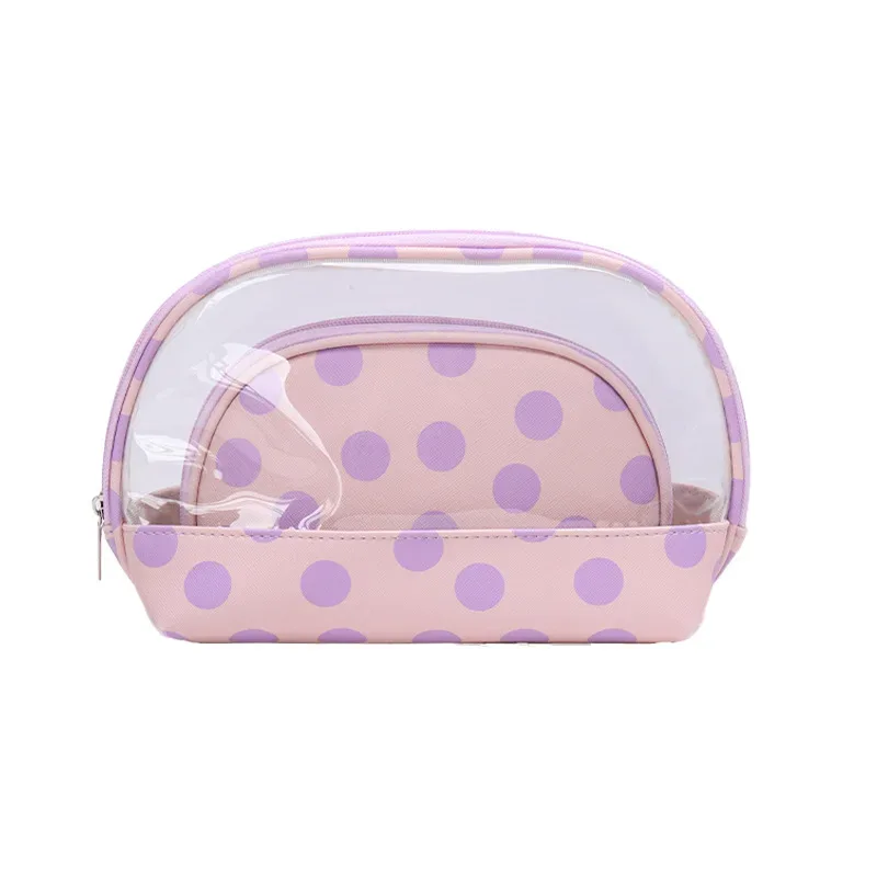 sac à cosmétiques portable de voyage imprimé pour femmes, petit sac de toilette transparent en pvc, pochette de rangement de maquillage à fermeture éclair, organisateur de cosmétiques