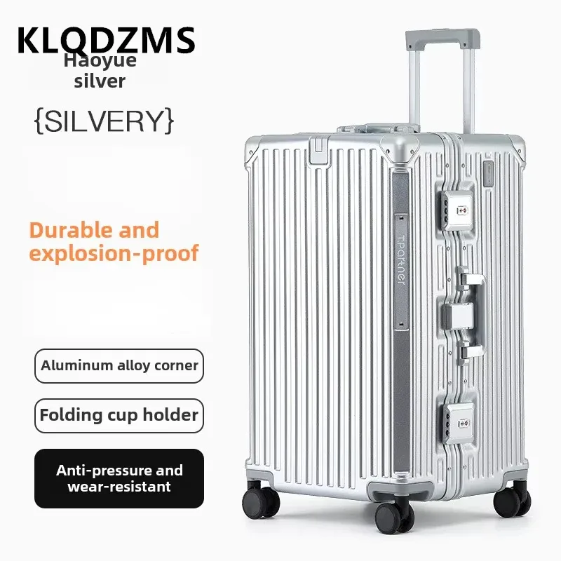 klqdzms valise à cadre en aluminium 26 "29" 32 pouces boîtier de chariot de grande capacité type de chariot sac de voyage boîte de mot de passe pour femmes bagage de cabine