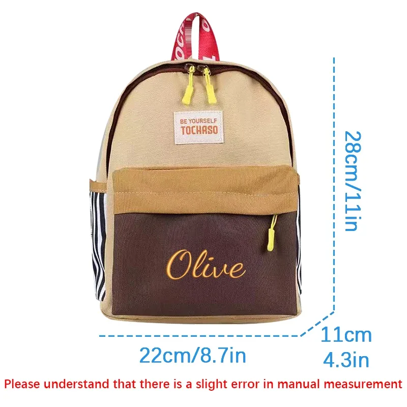 sac à dos brodé personnalisé, nouveau modèle, design color-block dopamine, motif dessin animé mignon, sac à dos tendance, sac à dos décontracté
