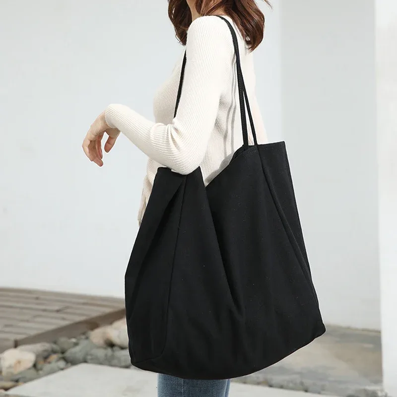 grand sac de shopping en toile pour femmes, fourre-tout solide réutilisable, extra large, sac à main d'épicerie, sacs à bandoulière écologiques pour dames, bourse en tissu épais