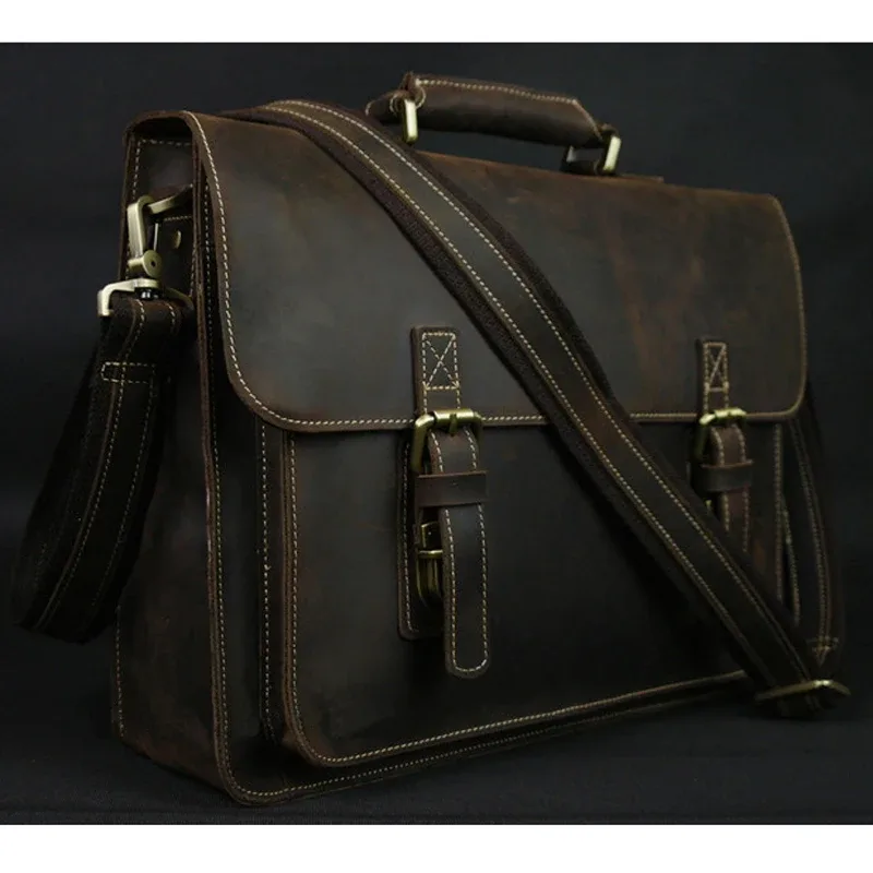 sac messager en cuir véritable pour homme, sac à main fourre-tout pour homme, sac pour ordinateur portable 15 