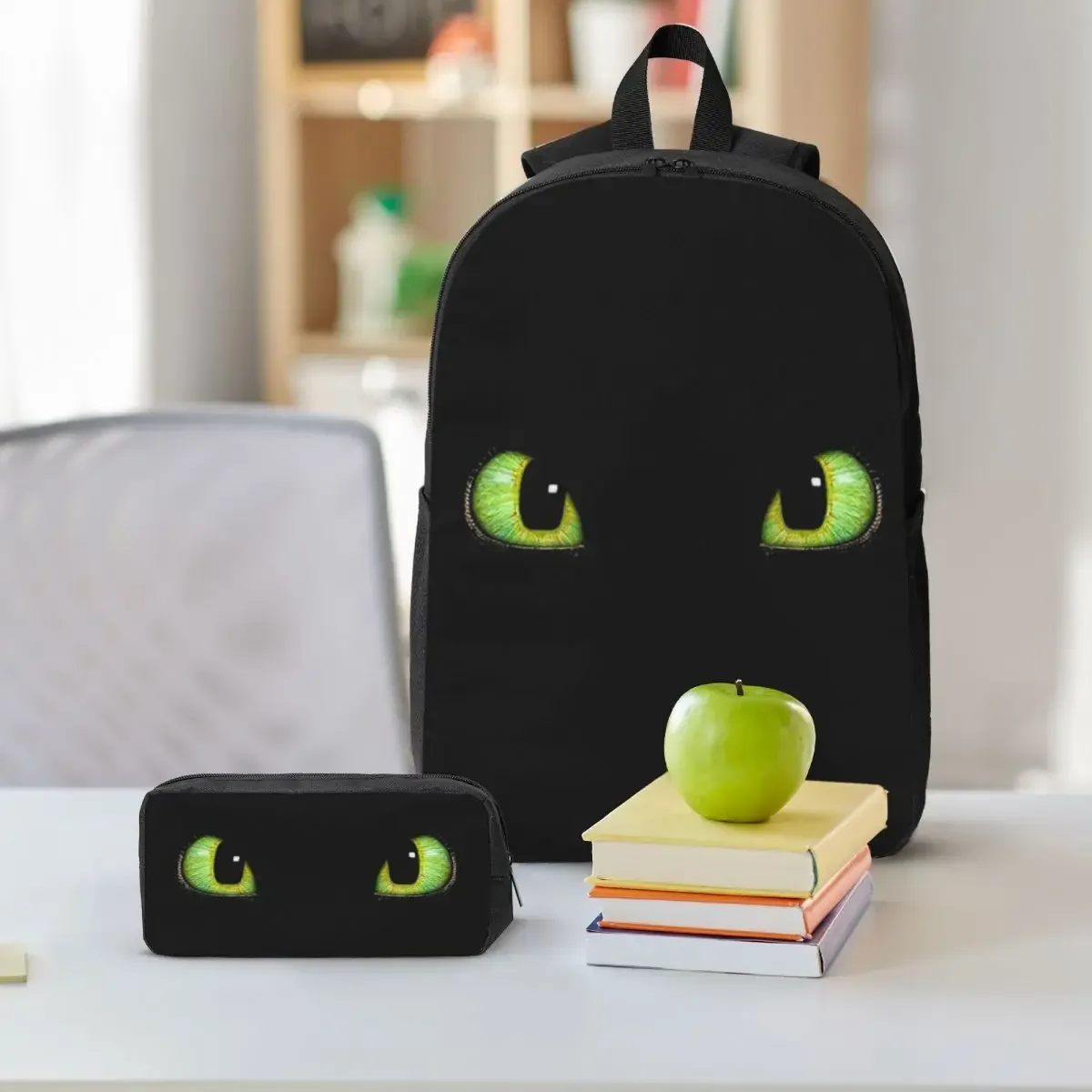 sac à dos yeux sans dents pour étudiants, garçons et filles, sac d'école, sacs à bandoulière pour ordinateur, sac à déjeuner isolé 3ps, trousse à crayons
