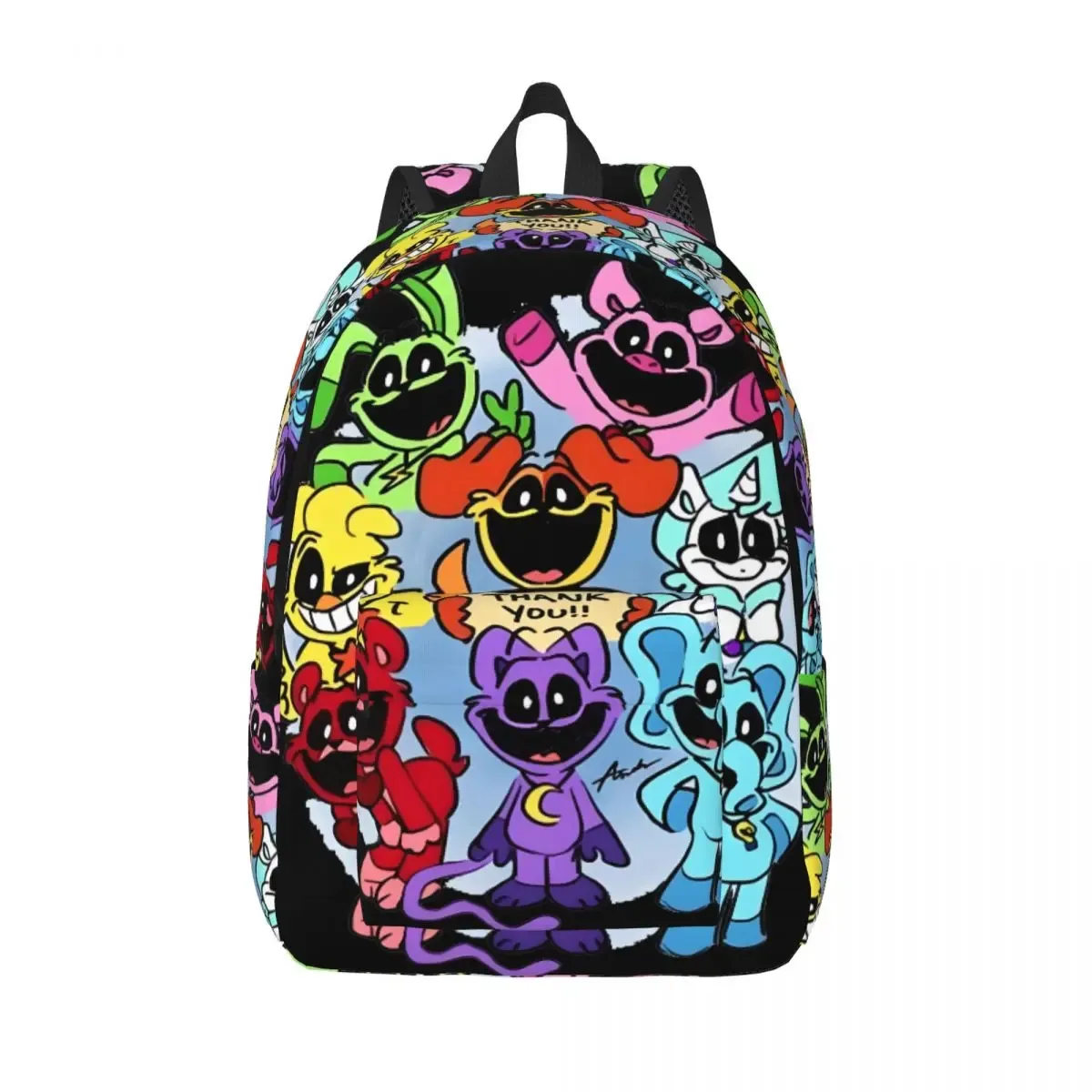 sac à dos en toile personnalisé avec impression 3d de créatures souriantes pour garçons et filles, sacs de voyage pour collège et école, sac à livres pour ordinateur portable de 15 pouces