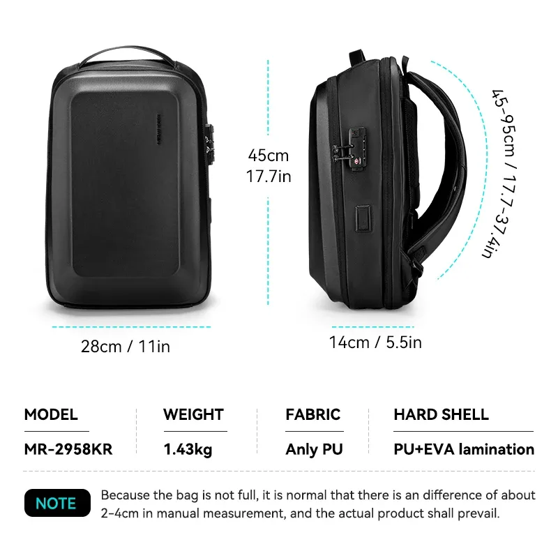 sac à dos antivol pour les trajets quotidiens mark ryden, serrure tsa, design multi-poches pour ordinateur portable, tablette et gadgets technologiques
