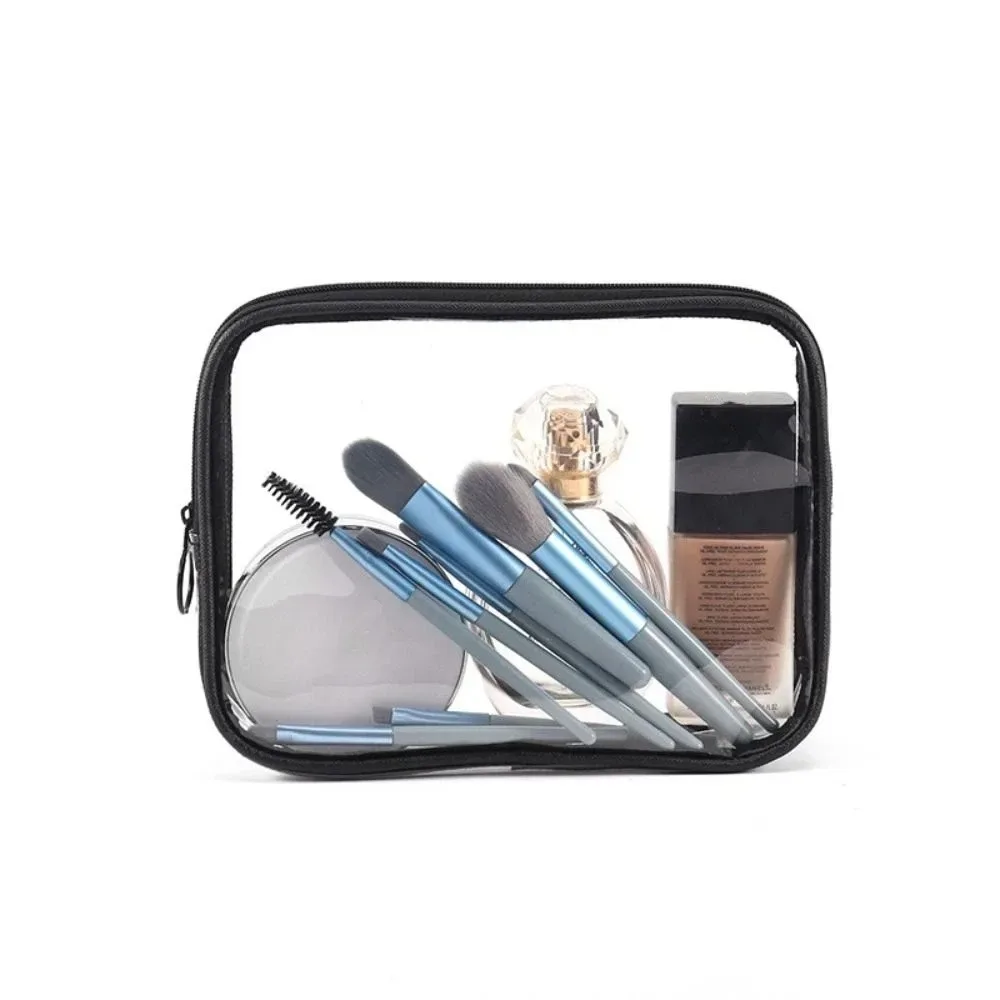 trousse de toilette décontractée et simple pour femme, sac de voyage à fermeture éclair, sac de rangement pour salle de bain, trousse de maquillage transparente.