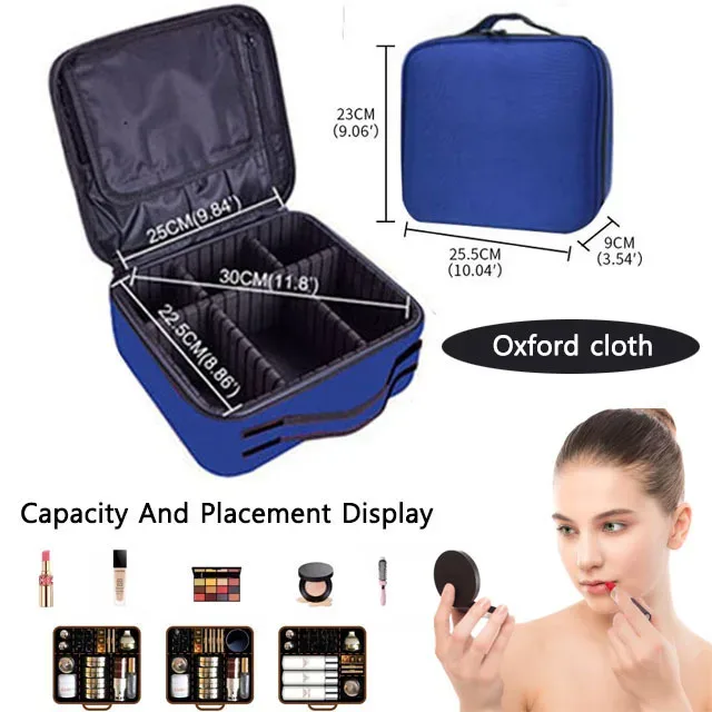 trousse de maquillage portable, boîte professionnelle, sac de rangement de maquillage, sac à cosmétiques étanche pour femmes pour voyage