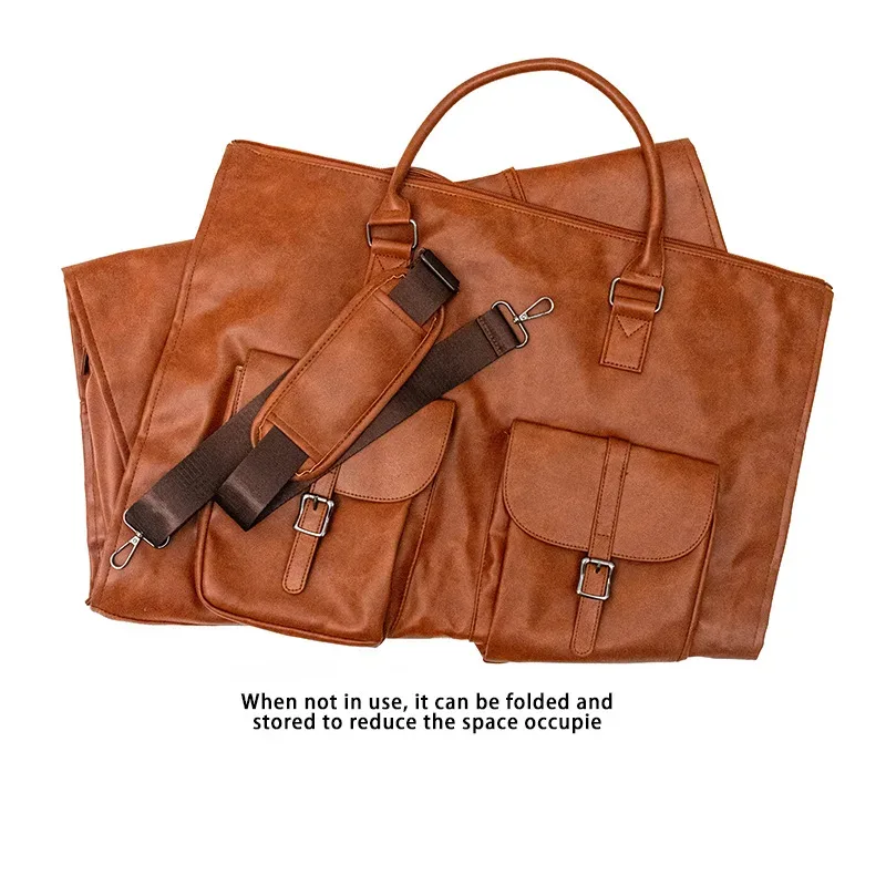 sac de sport en cuir pu de grande capacité, sac de sport multi-transport suspendu, sac à main d'affaires pliable et étanche, sac à bandoulière pour bagages de voyage
