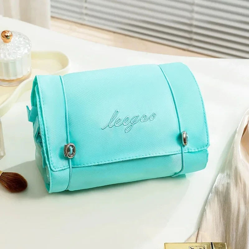trousse de maquillage détachable 4-en-1, organiseur de cosmétiques pliable avec pochettes amovibles pour les voyages et le quotidien