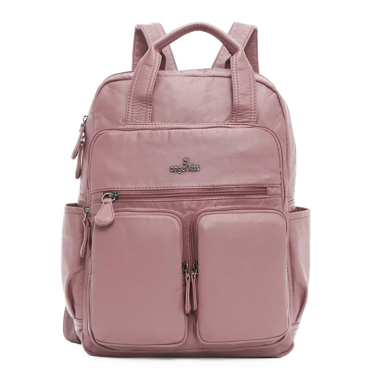 Grand sac d'école pour femmes, couleur unie, multi-poches, mode voyage, grand sac à dos pour la rentrée scolaire