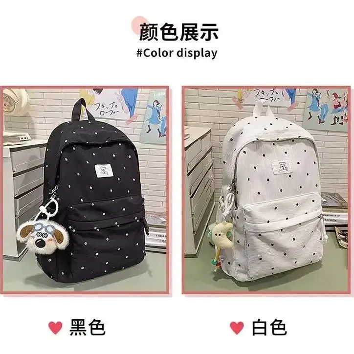 nouveau niche à pois sac à dos mode simple grande capacité étudiant sac à dos voyage sac de rangement retour à l'école sacs pour femmes